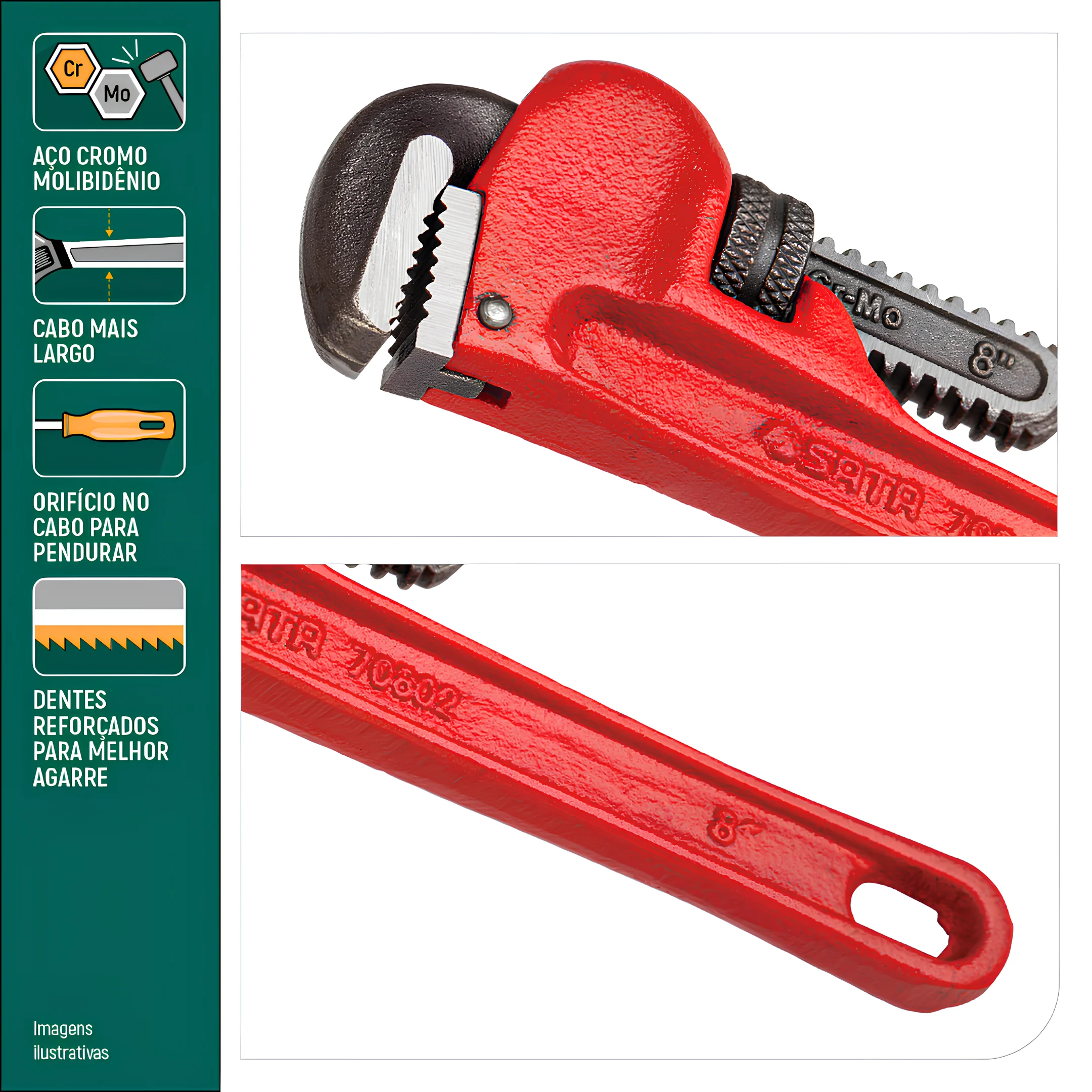 Chave Grifo Heavy Duty Vermelho De 18" ST70806ST Sata - Image 5