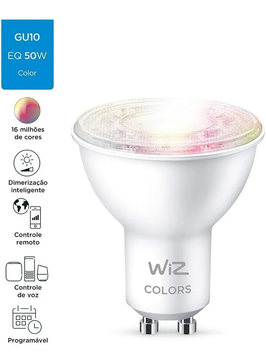 Lâmpada Inteligente Led Wifi Rgb Dicroica GU10 110V WiZ - Image 7