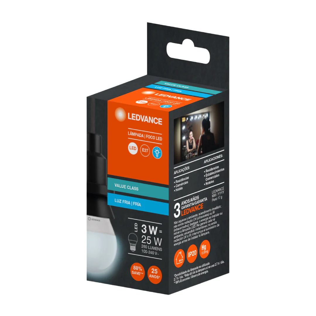 Lâmpada Led Bolinha 3W 260Lm E27 Bivolt Ledvance - Image 4