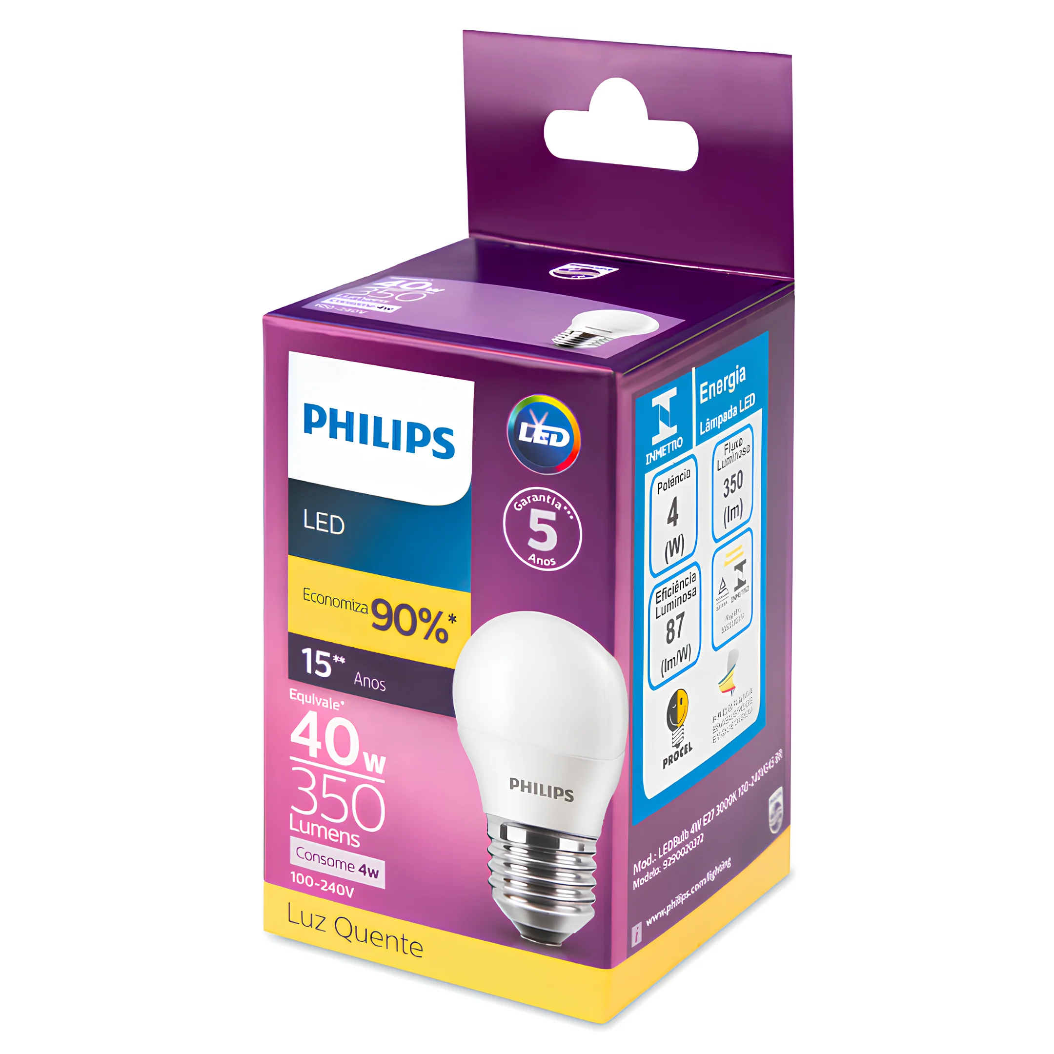 Lampada Led Bolinha 4W 350Lm 150° Ip20 Bivolt E27 Philips - Image 11