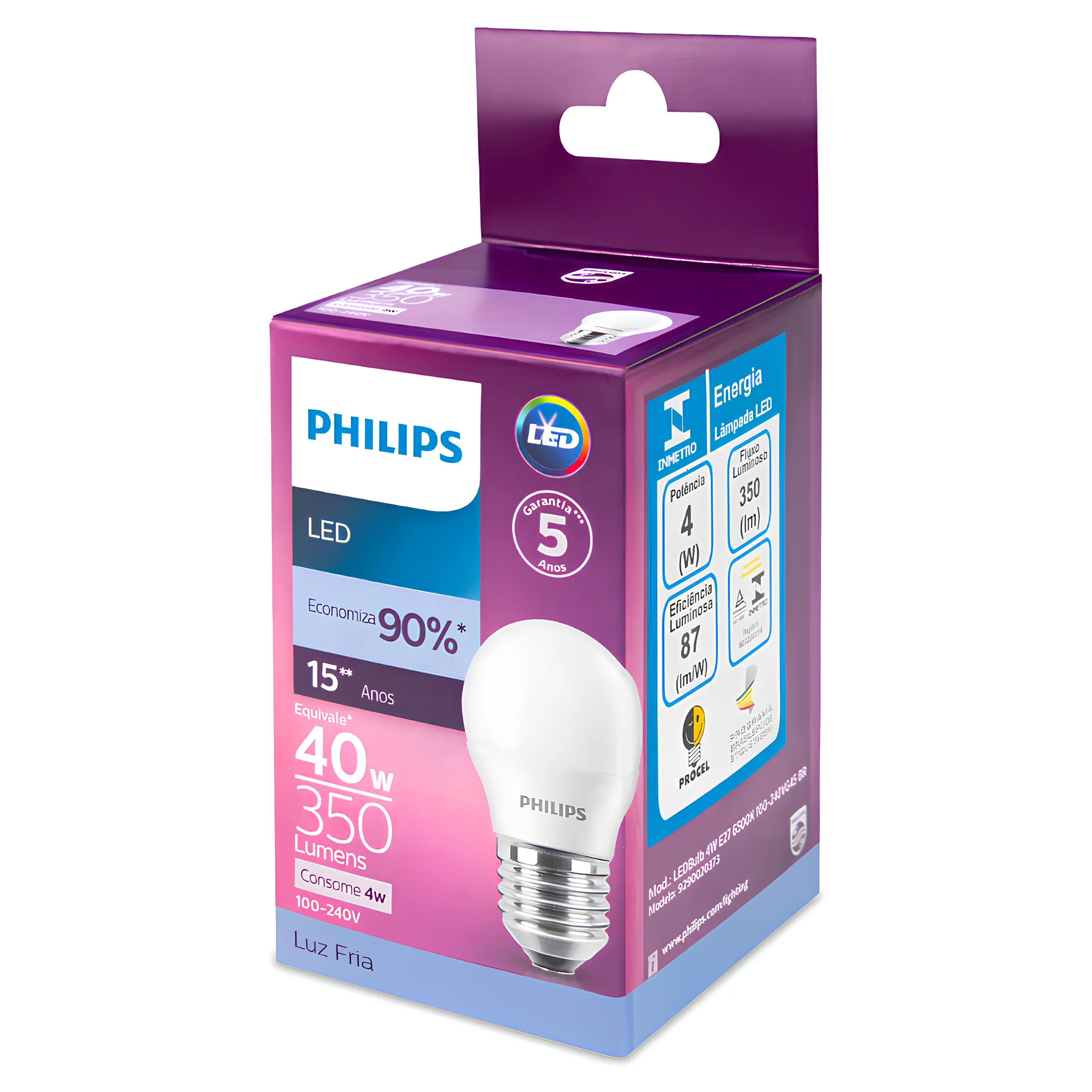 Lampada Led Bolinha 4W 350Lm 150° Ip20 Bivolt E27 Philips - Image 7