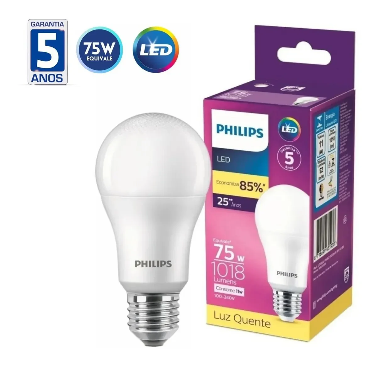 Lampada Led Bulbo 11W 1018Lm 180° Bivolt E27 Philips - Image 21