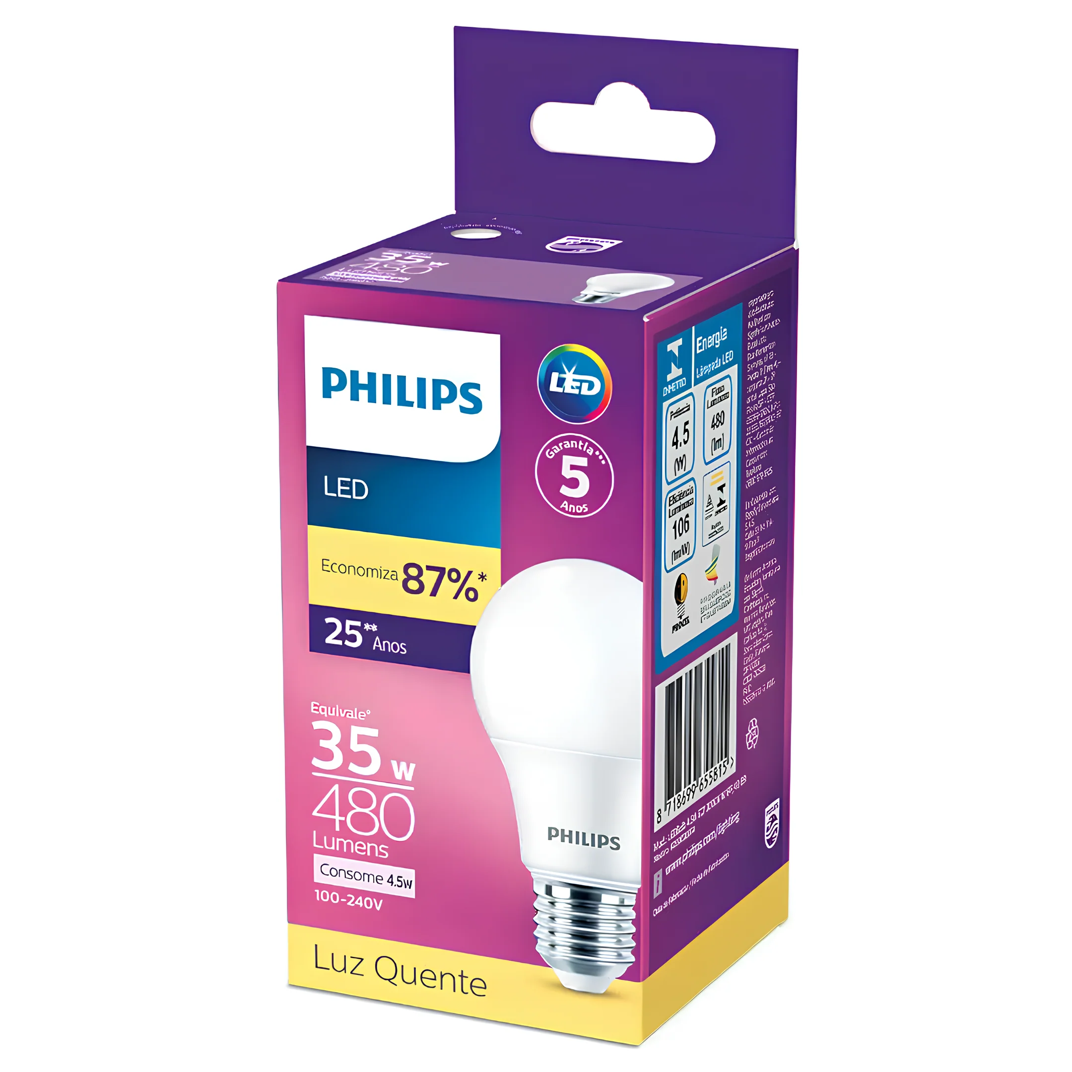 Lampada Led Bulbo 4,5W 480Lm 180° Bivolt E27 Philips - Image 3