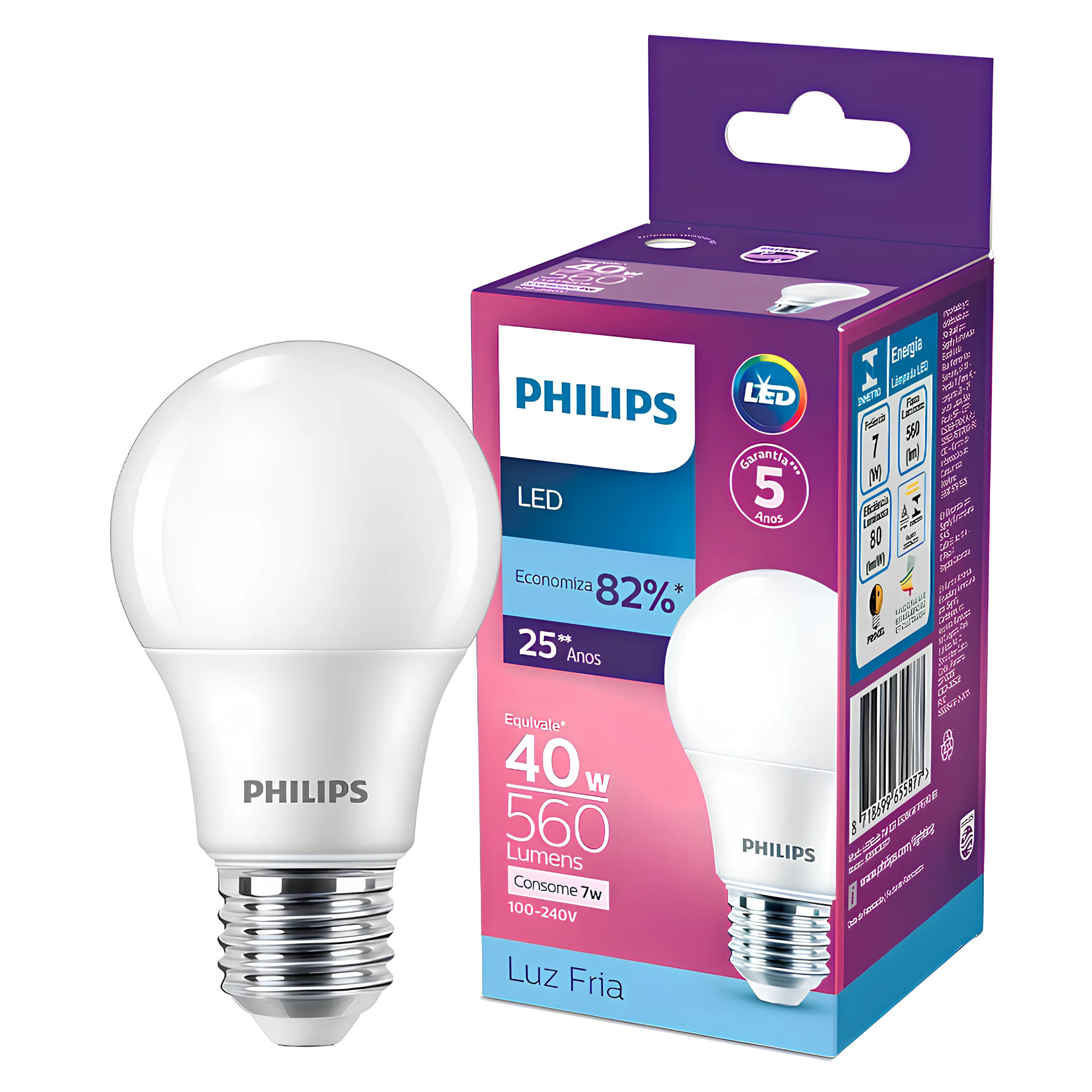 Lampada Led Bulbo 7W 560Lm 180° Bivolt E27 Philips - Image 5