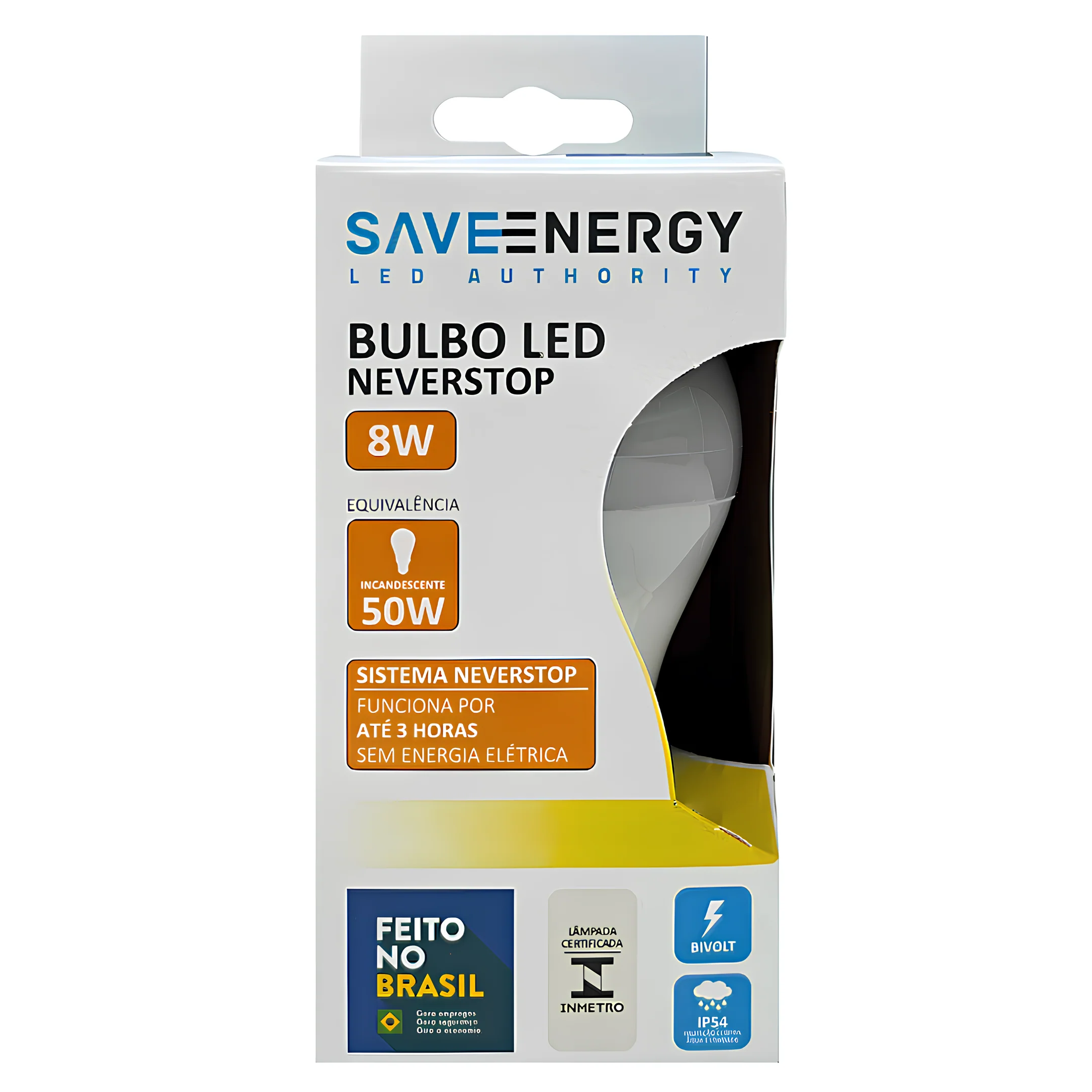 Lampada Led Bulbo A60 Neverstop 8W 730Lm Ip54 Bivolt Saveenergy - Image 3