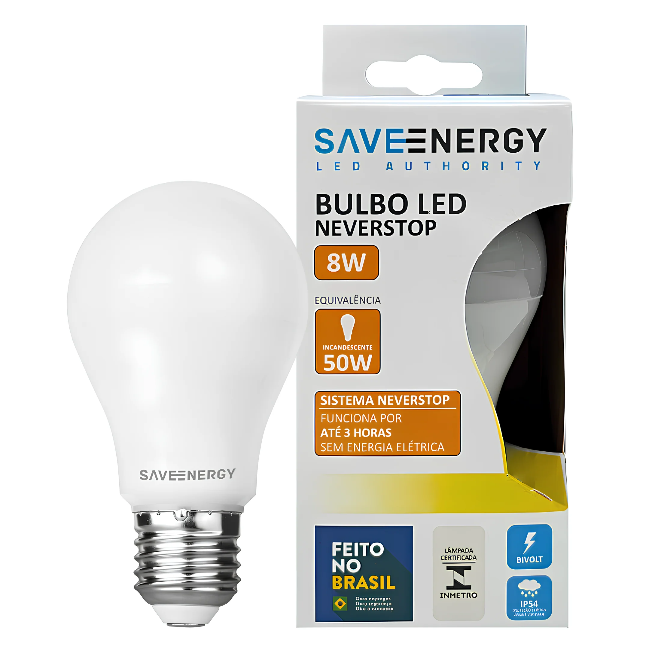 Lampada Led Bulbo A60 Neverstop 8W 730Lm Ip54 Bivolt Saveenergy - Image 5