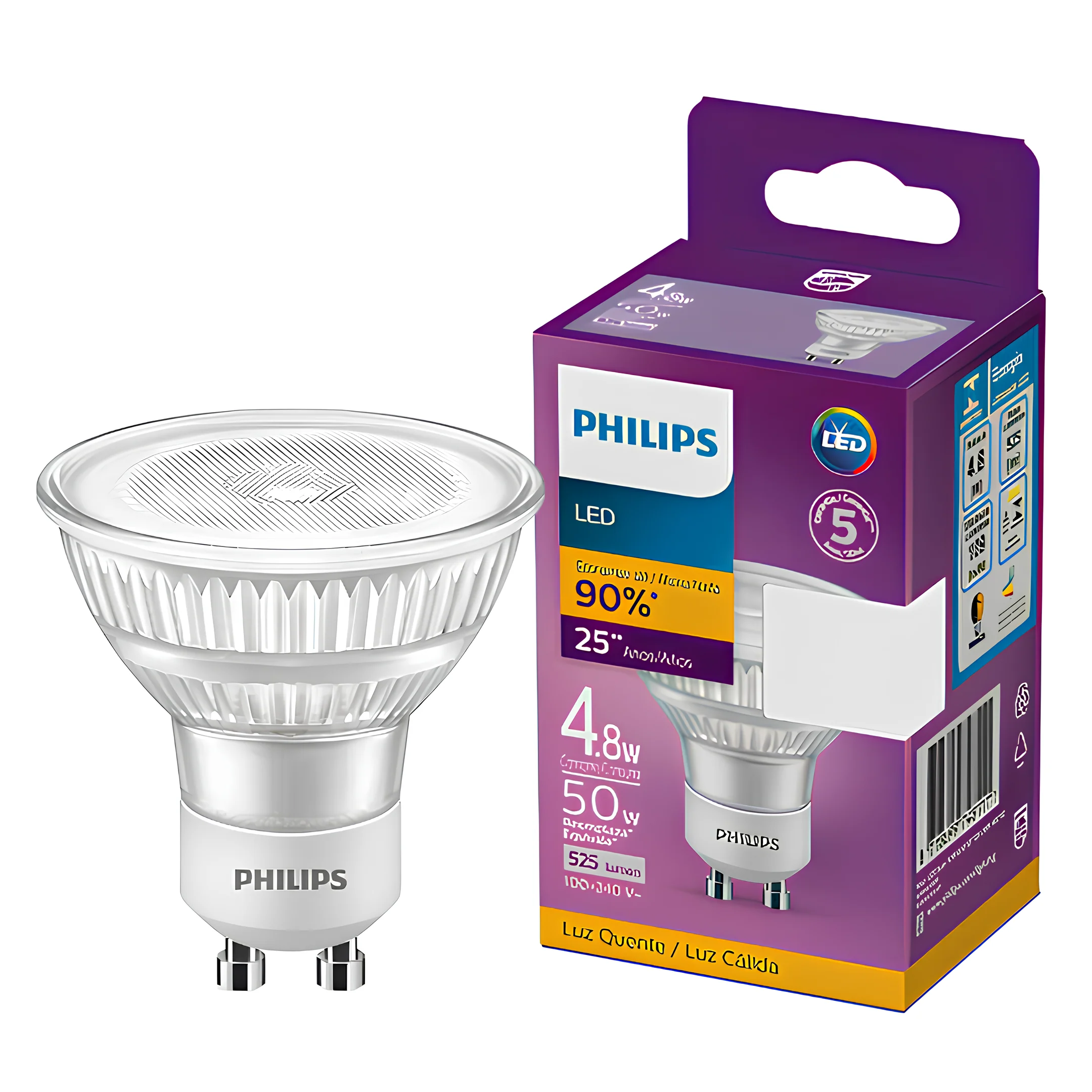 Lampada Led Dicroica 4,8W 525Lm 40° Bivolt Gu10 Philips - Image 9
