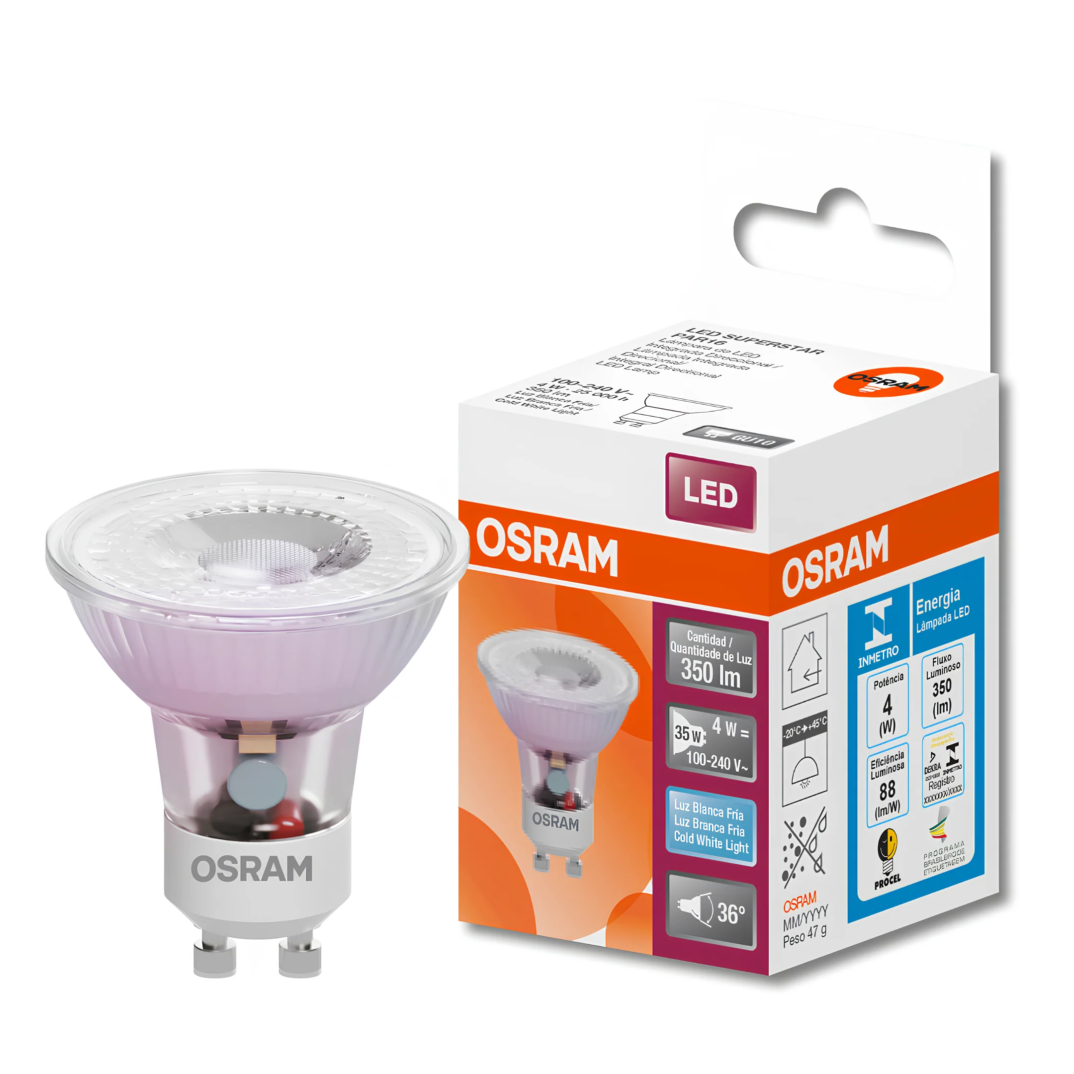 Lampada Led Dicroica Par16 Glass 4W 350Lm Ip20 Bivolt Osram - Image 5