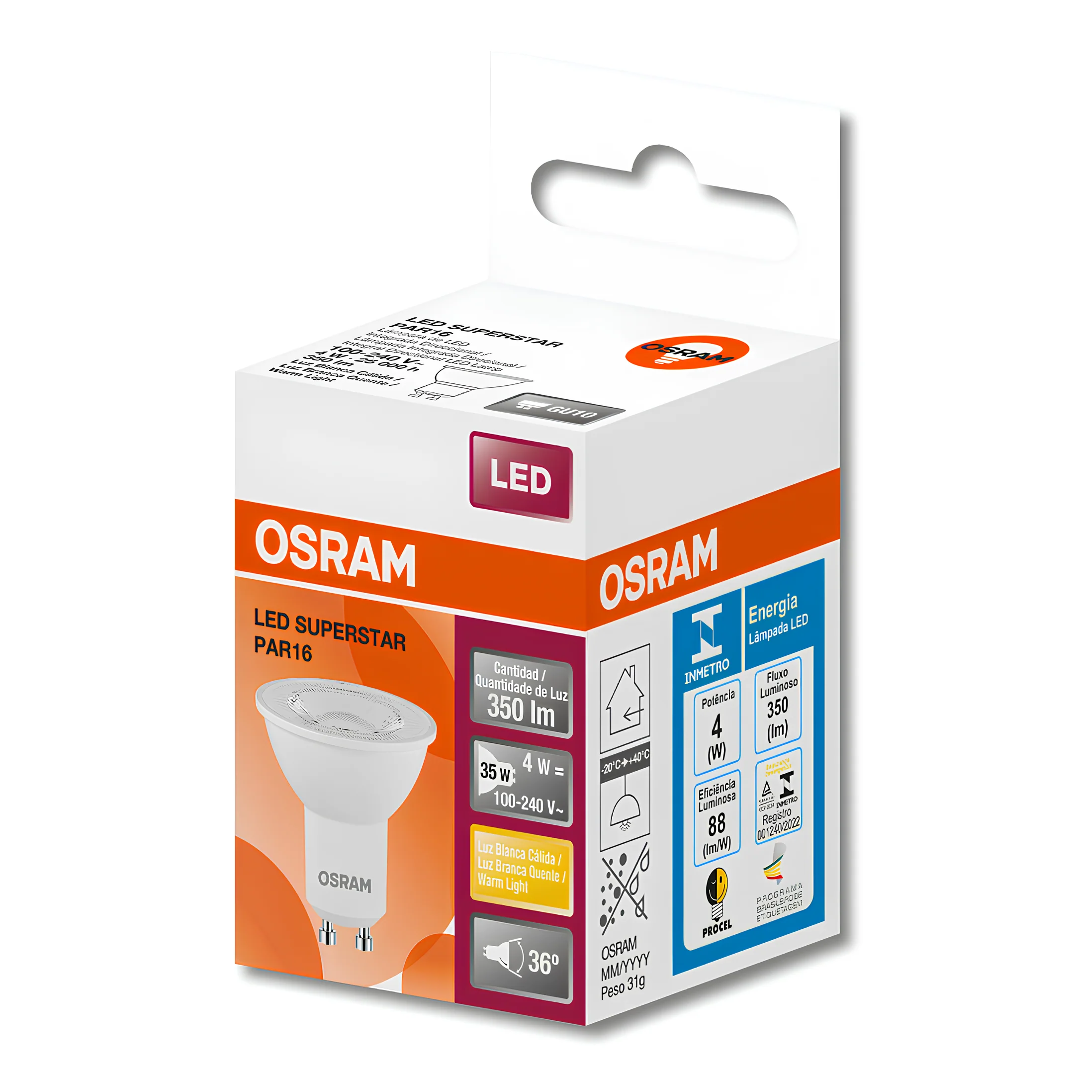Lampada Led Dicroica Par16 4W 36° Ip20 Bivolt Gu10 Osram - Image 3