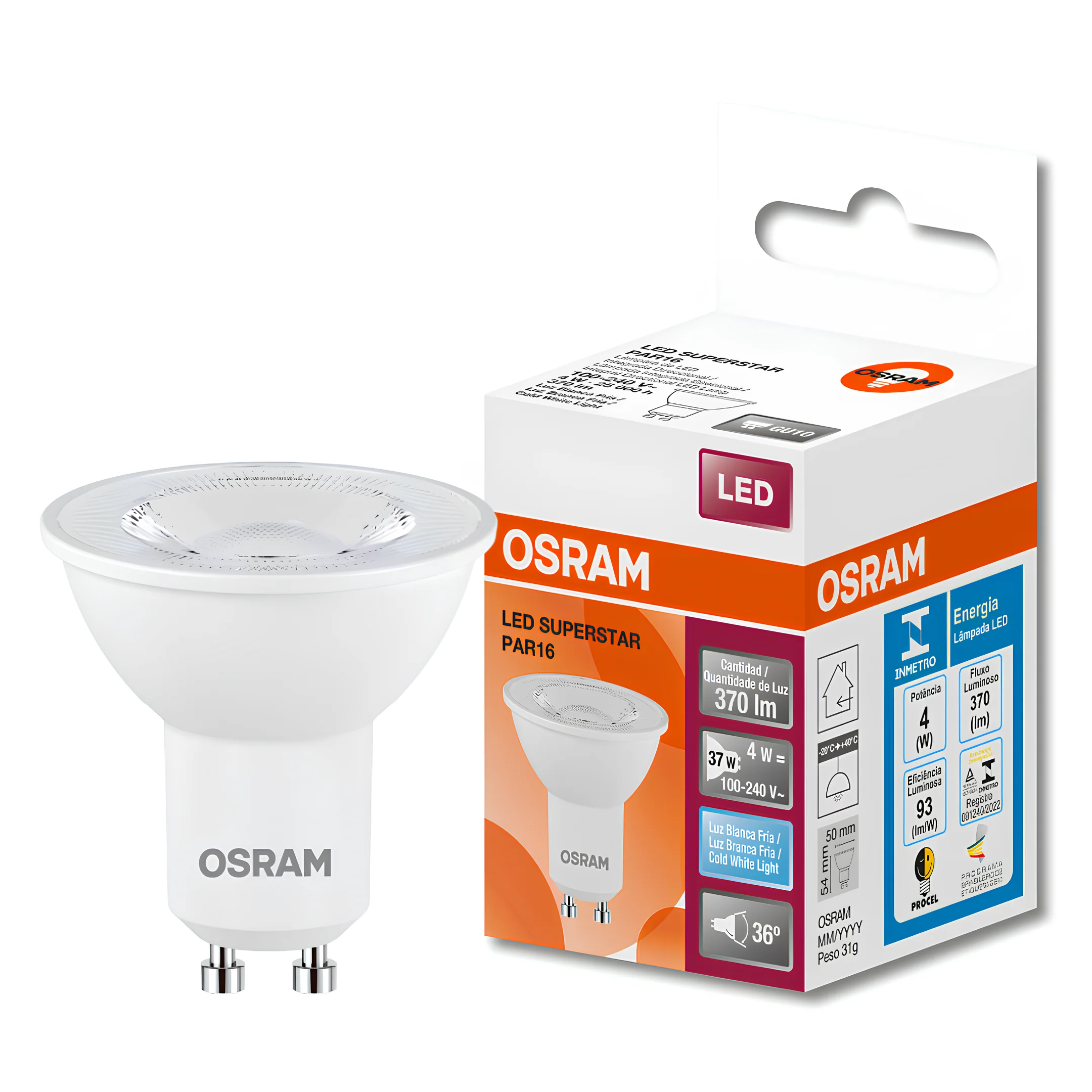 Lampada Led Dicroica Par16 4W 36° Ip20 Bivolt Gu10 Osram - Image 5