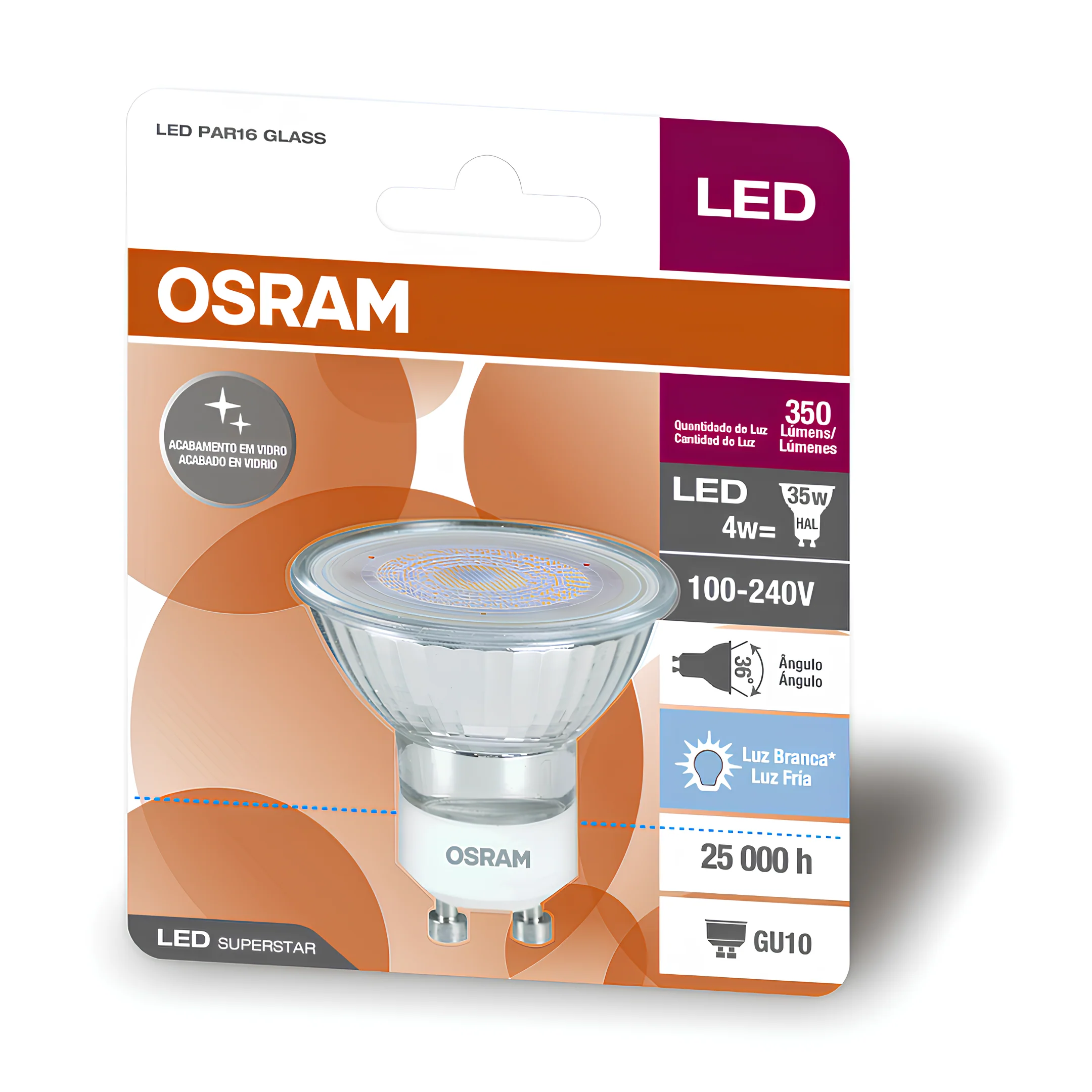 Lampada Led Dicroica Par16 Glass 4W 350Lm Bivolt Gu10 Osram - Image 11