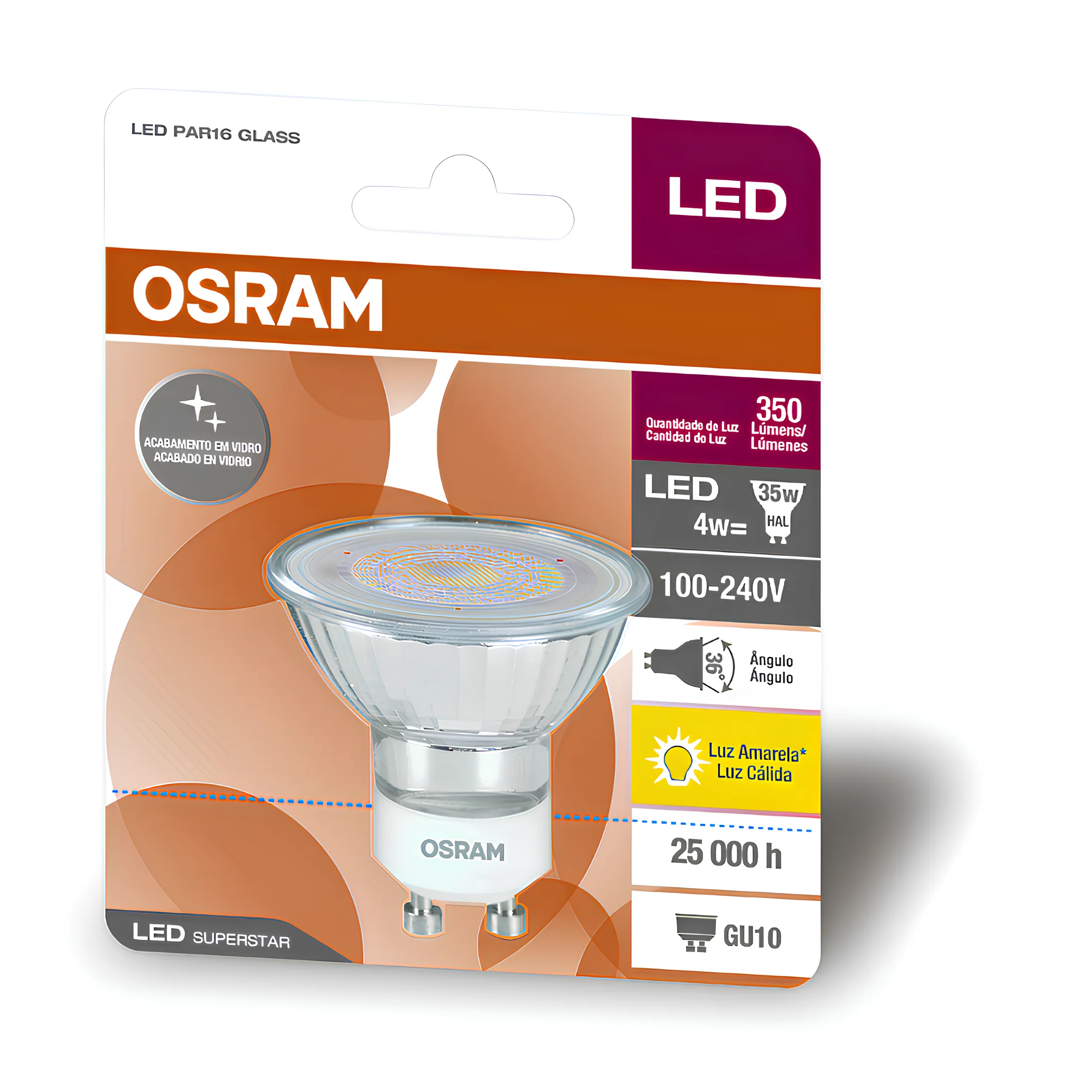 Lampada Led Dicroica Par16 Glass 4W 350Lm Bivolt Gu10 Osram - Image 3