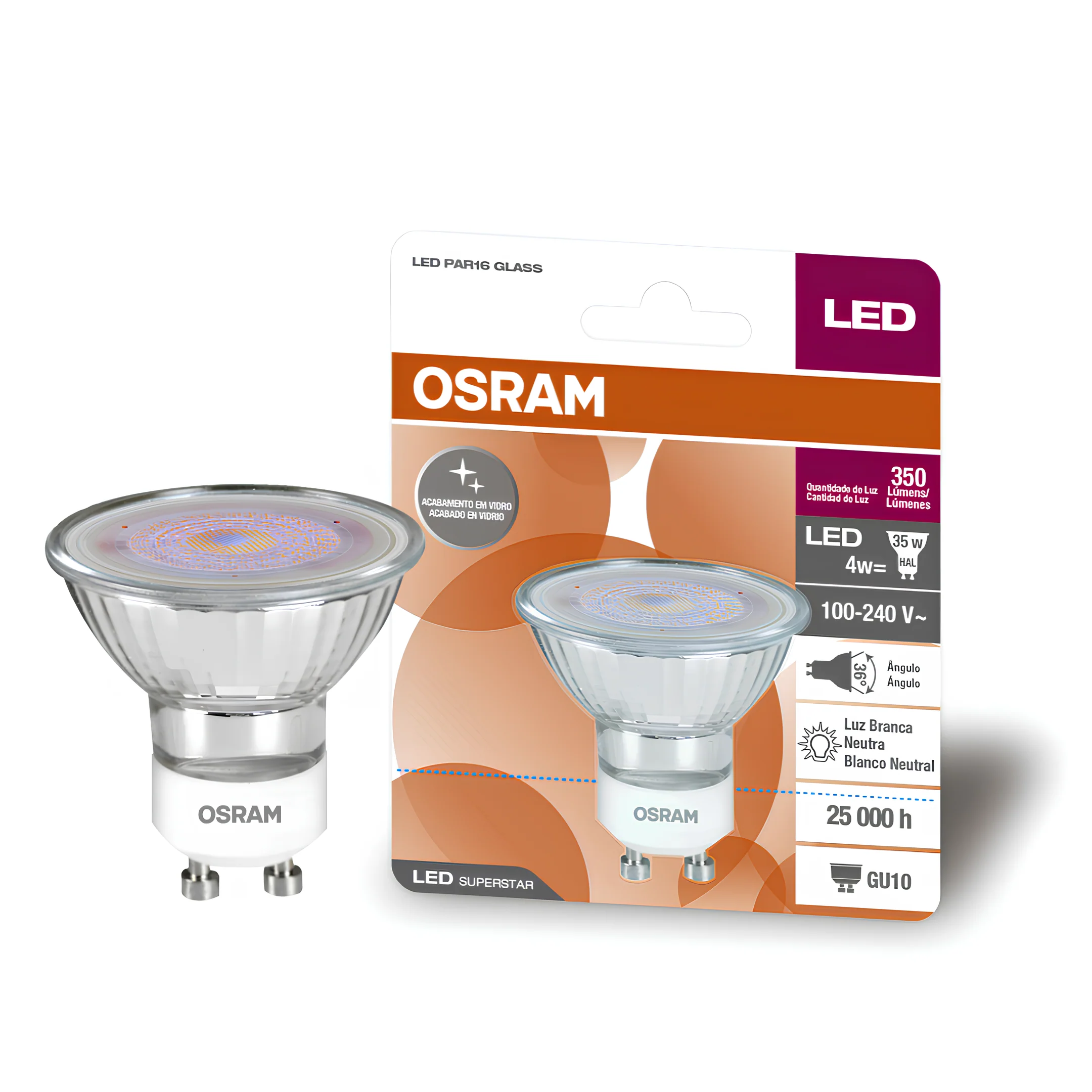 Lampada Led Dicroica Par16 Glass 4W 350Lm Bivolt Gu10 Osram - Image 5