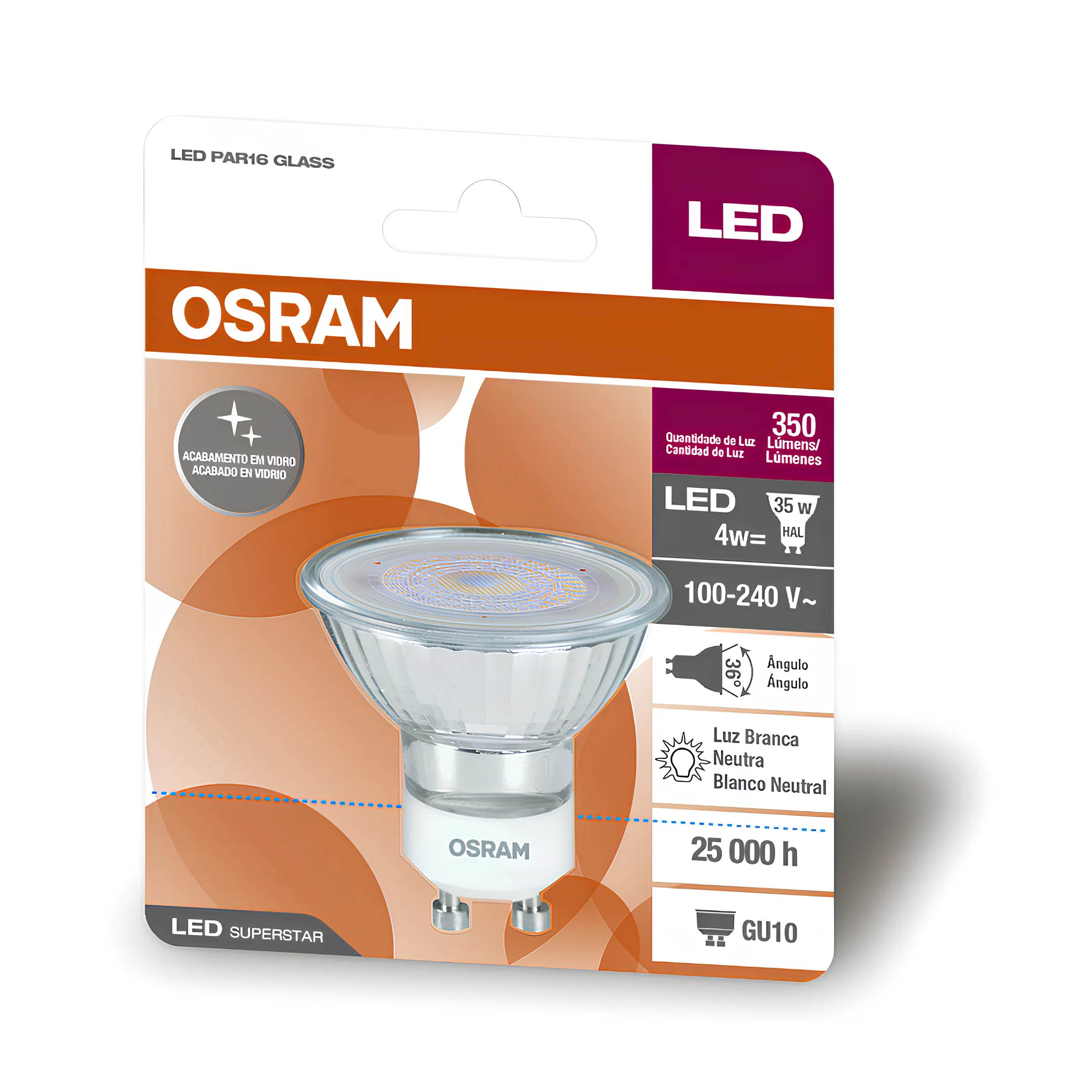 Lampada Led Dicroica Par16 Glass 4W 350Lm Bivolt Gu10 Osram - Image 7