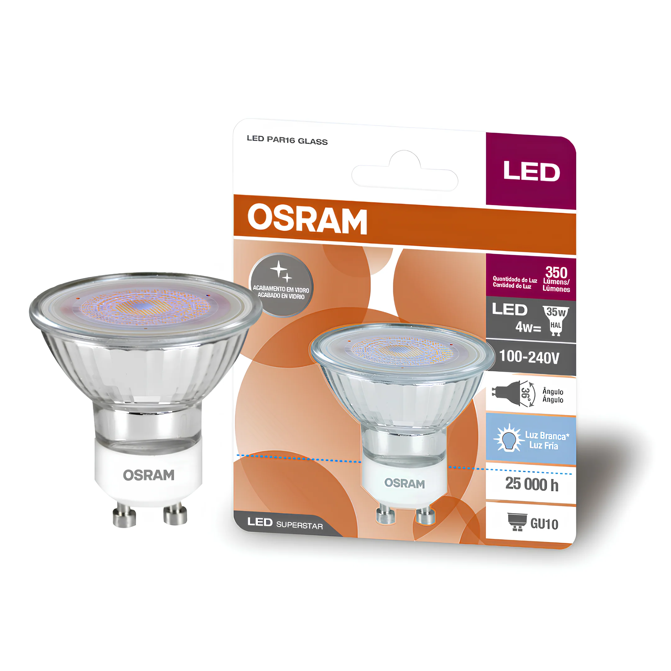 Lampada Led Dicroica Par16 Glass 4W 350Lm Bivolt Gu10 Osram - Image 9