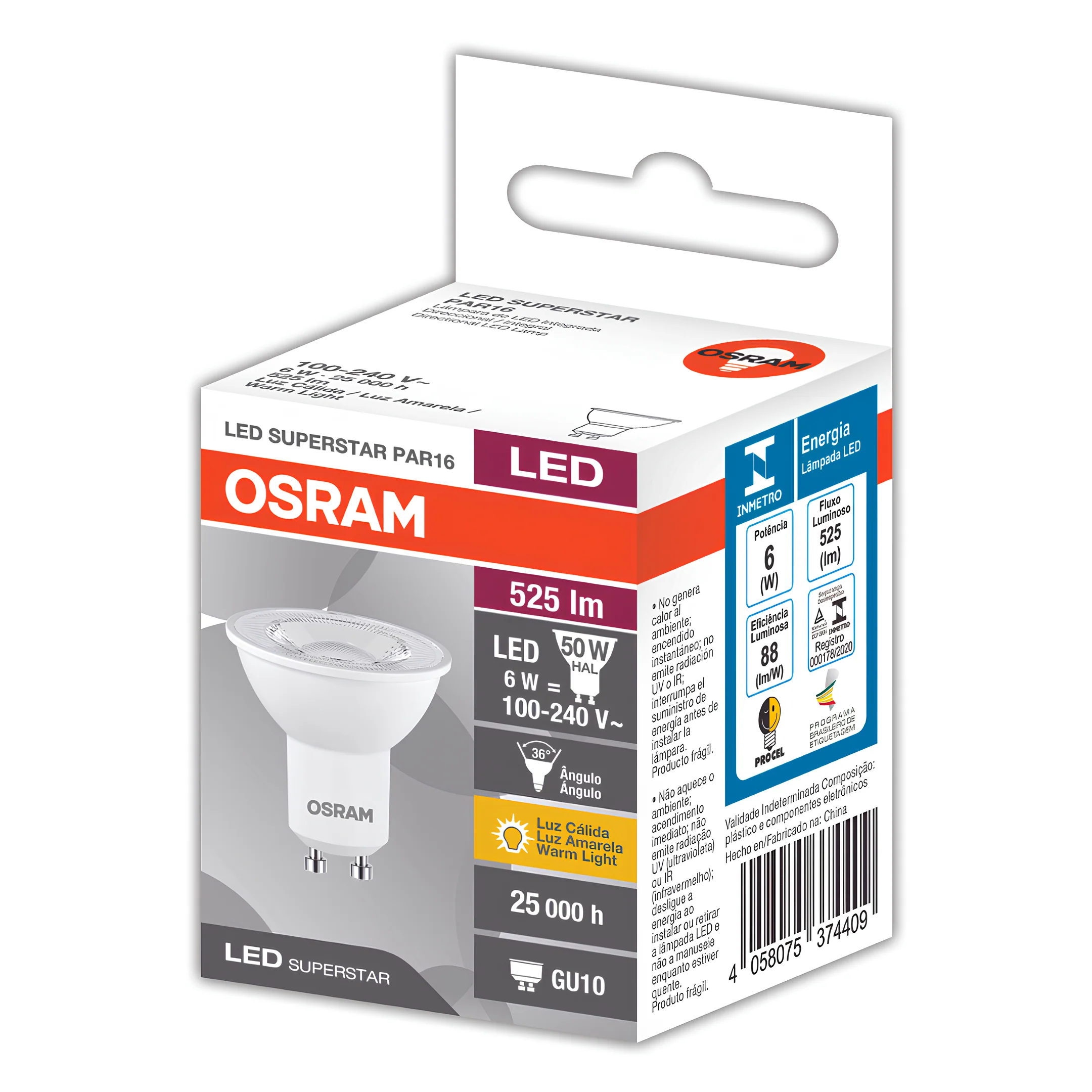 Lampada Led Dicroica Par16 Ho 6W 525Lm 36° Ip20 Bivolt Gu10 Osram - Image 3