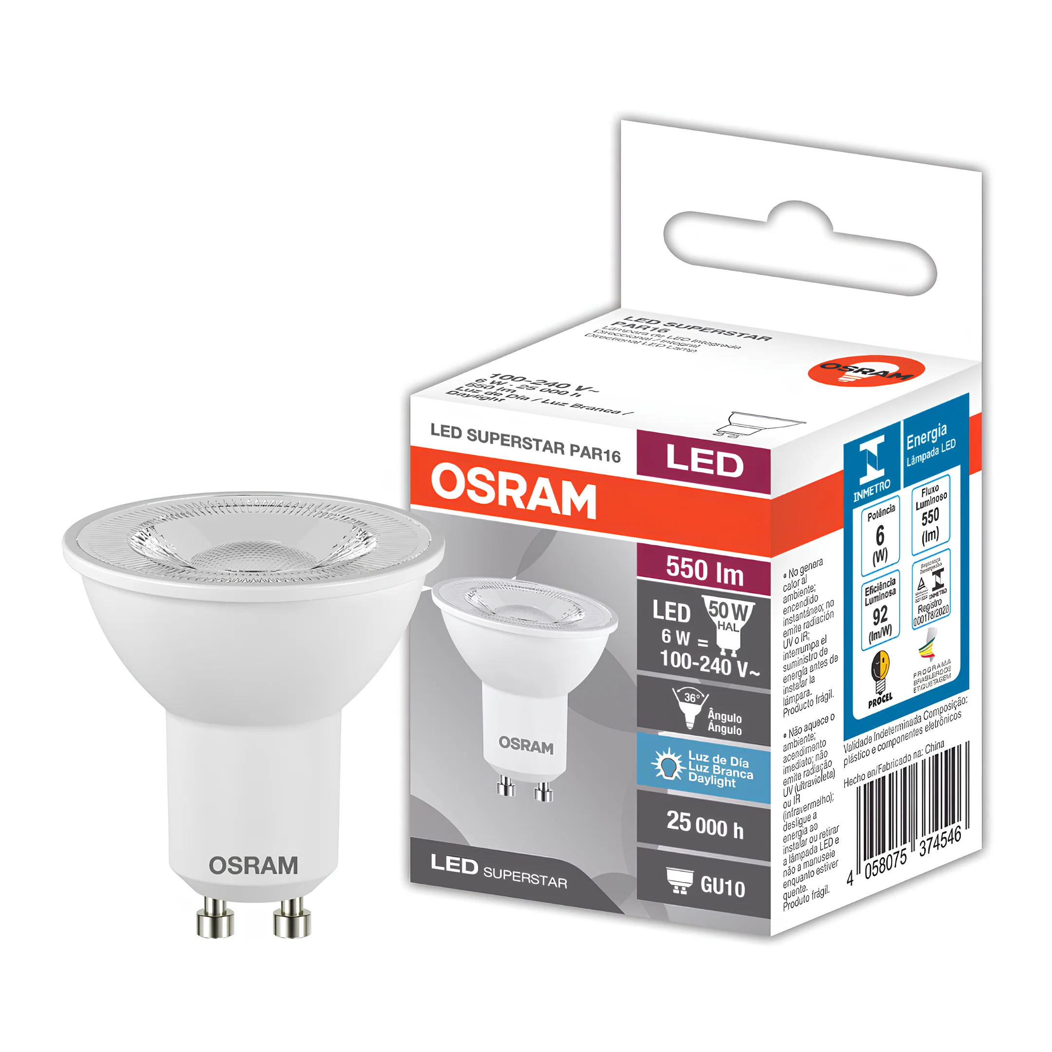 Lampada Led Dicroica Par16 Ho 6W 525Lm 36° Ip20 Bivolt Gu10 Osram - Image 5