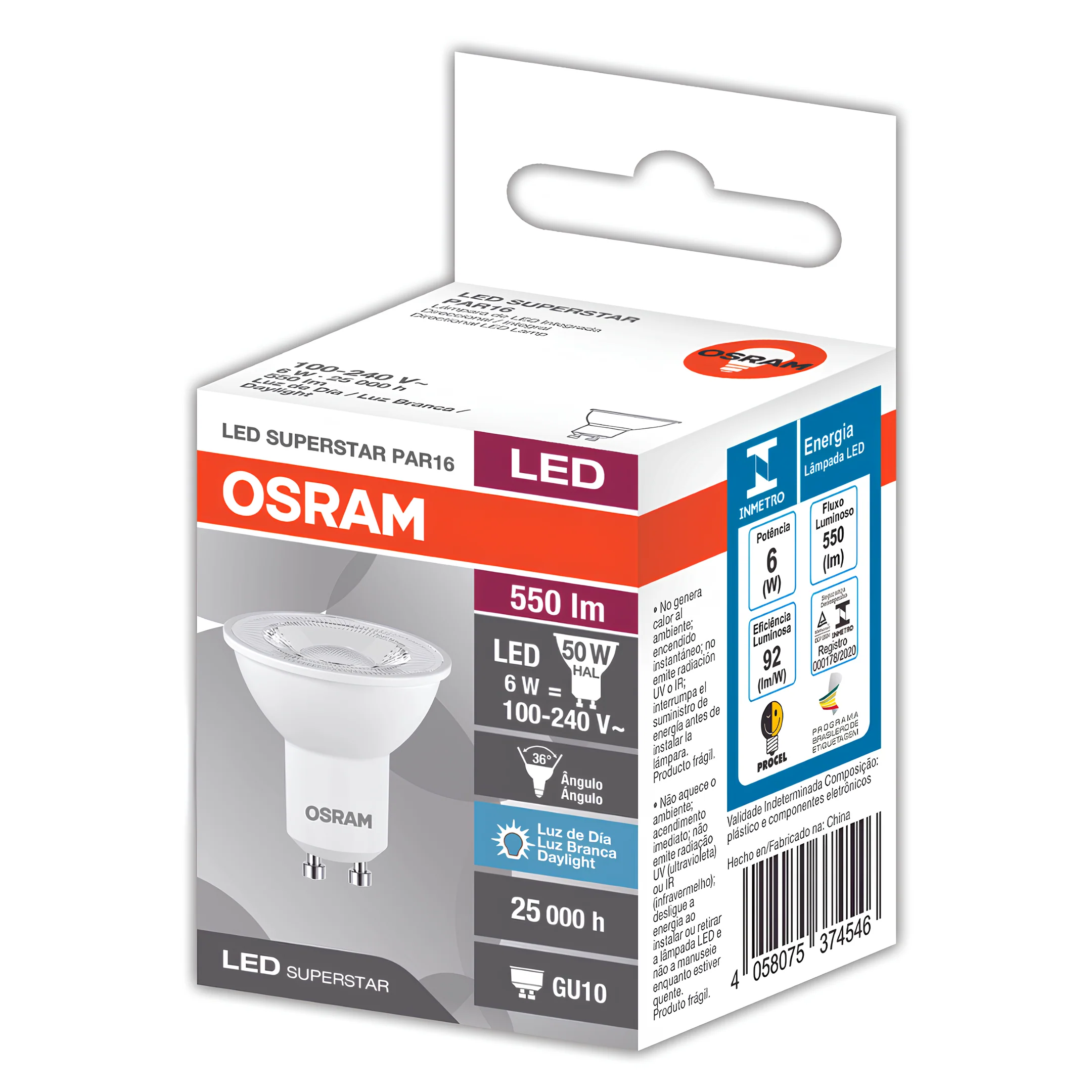 Lampada Led Dicroica Par16 Ho 6W 525Lm 36° Ip20 Bivolt Gu10 Osram - Image 7
