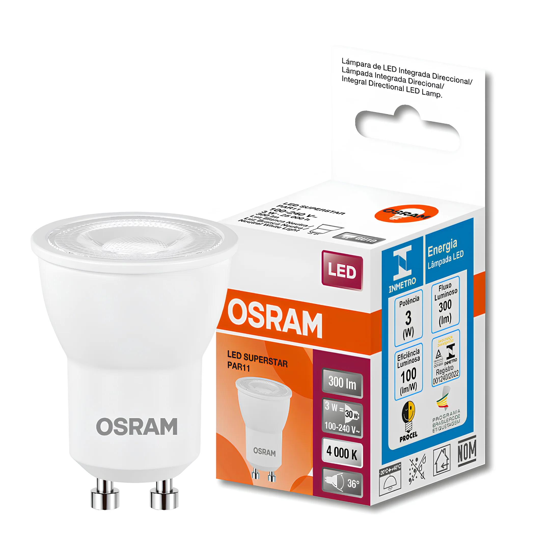 Lampada Led Dicroica Par11 3W 300Lm 36° Bivolt Gu10 Osram - Image 9