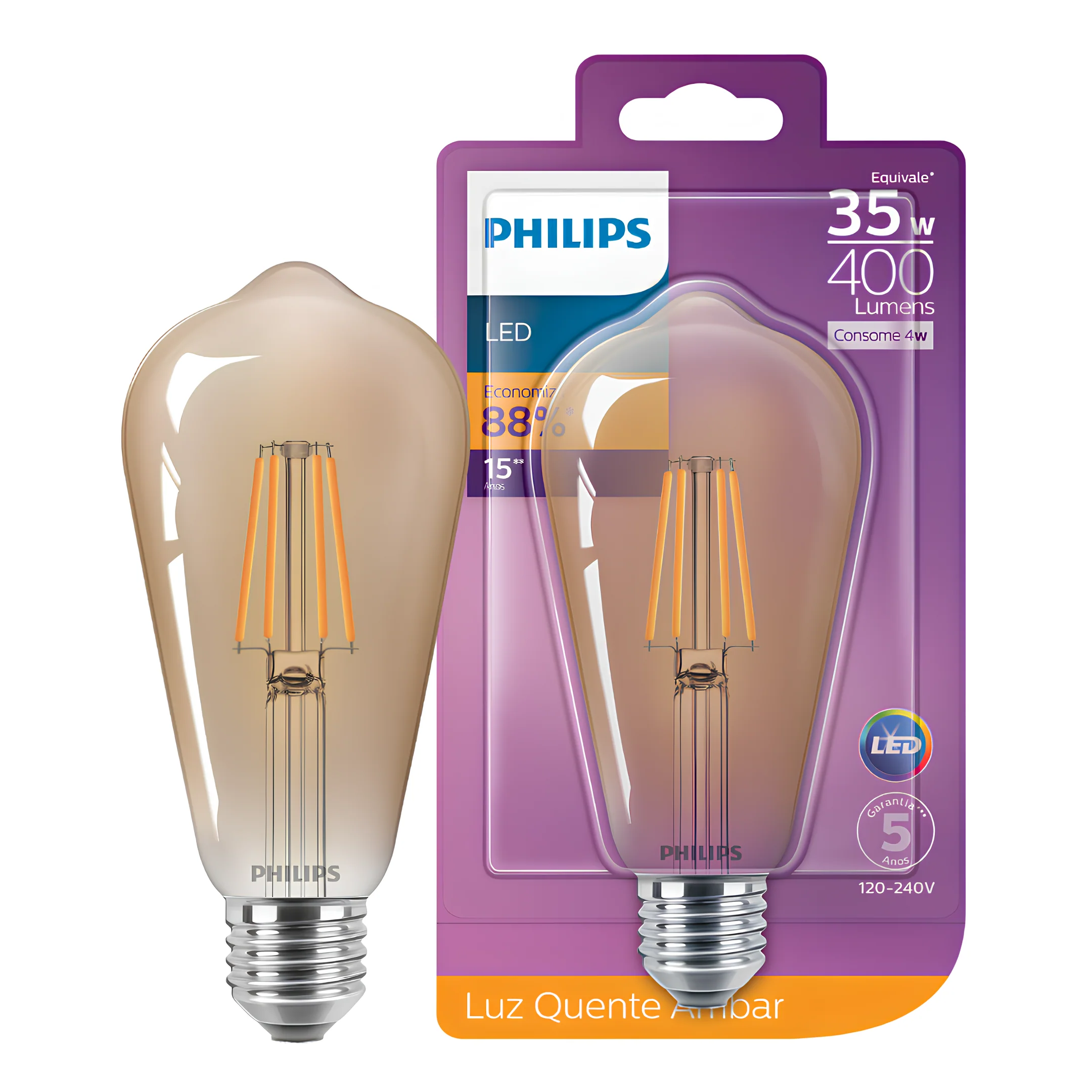 Lampada Led Retro Filamento St64 4W 2500K 400Lm Philips - Image 5
