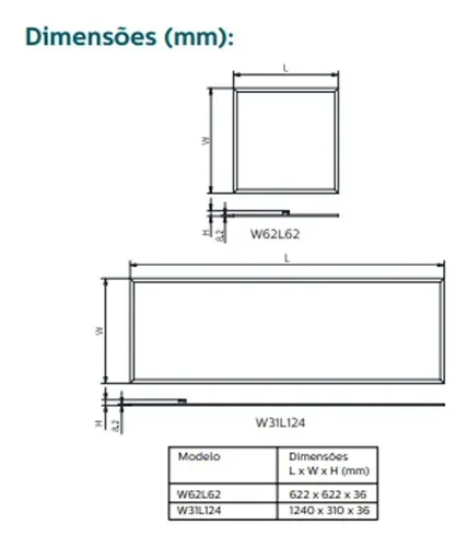 Luminaria Embutir Led Quadrada 40W 4000K 60Cm Bivolt Philips - Image 3