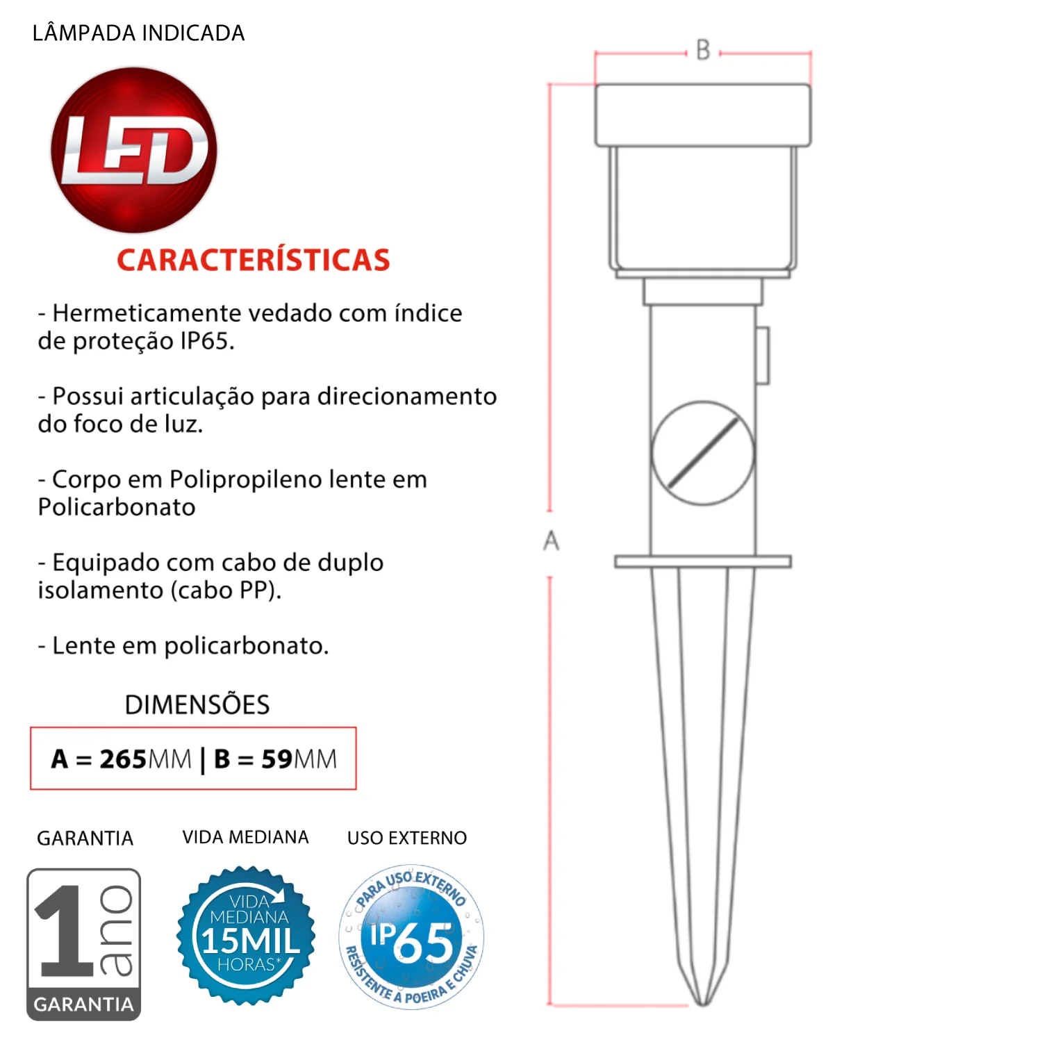 Luminaria Led Espeto Jardim 5W 400Lm 38° Ip65 Bivolt Avant - Image 11