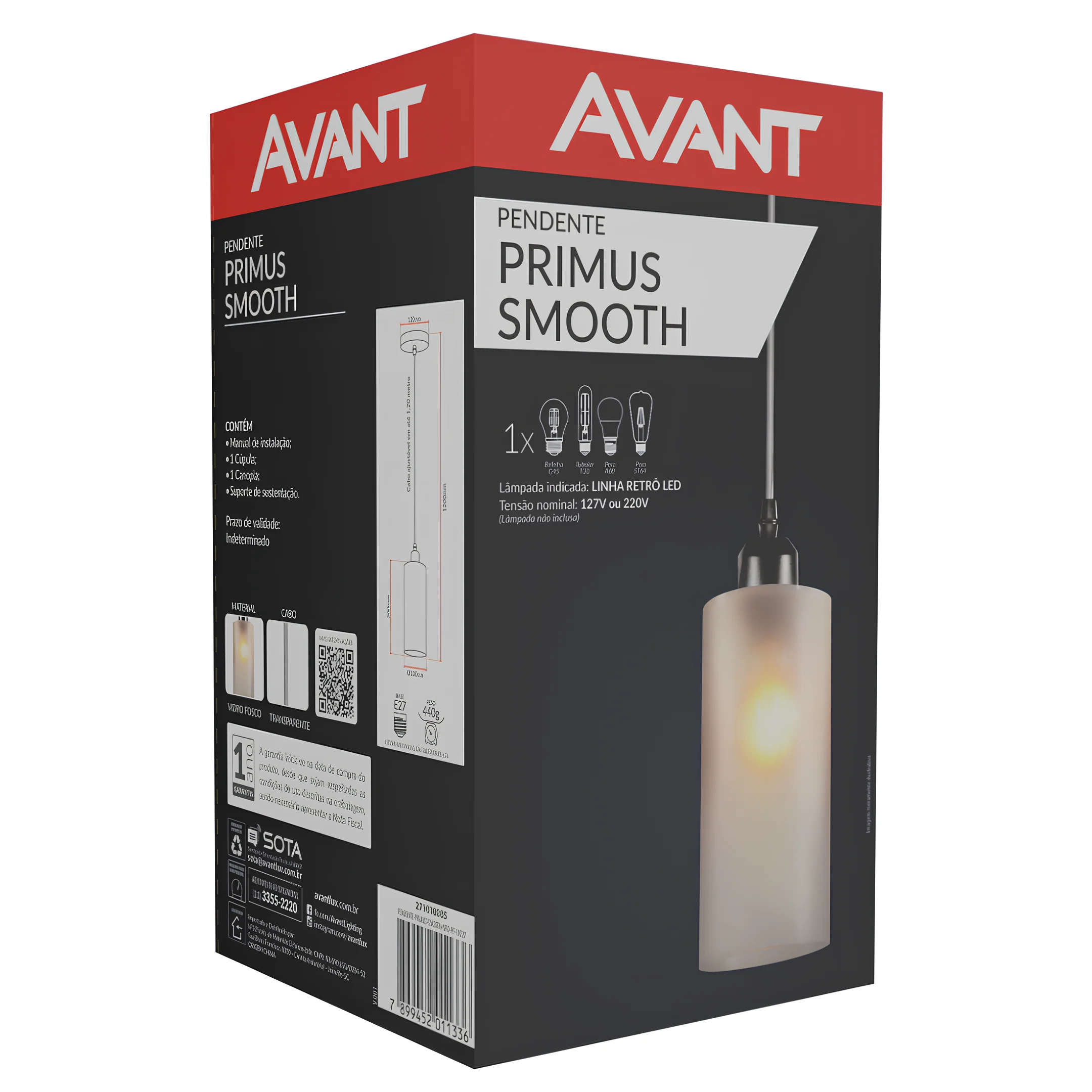 Luminaria Pendente Primus Smooth Preto E27 271010005 Avant - Image 3