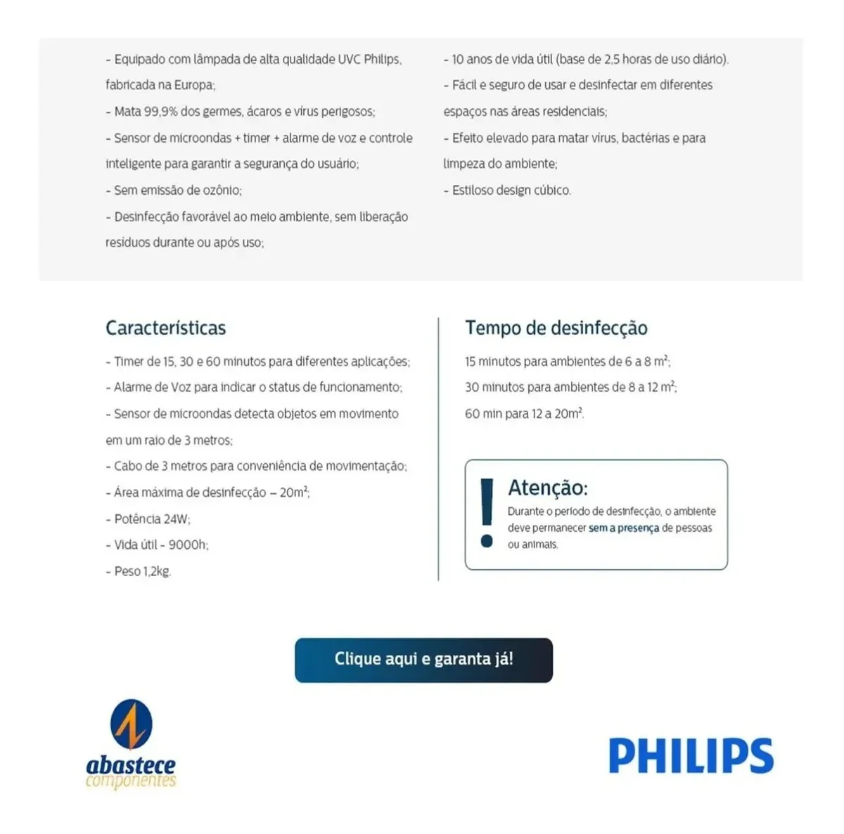Luminaria De Mesa UV-C De Desinfecção Germicida 24W Philips - Image 9