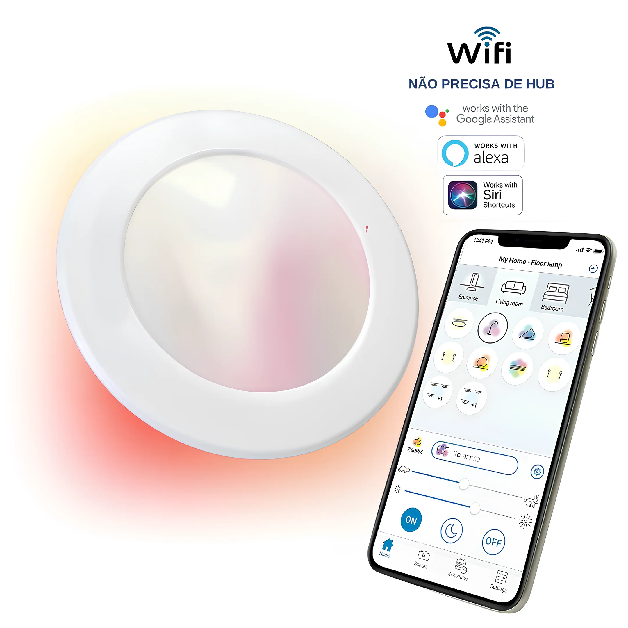 Painel Smart Embutir Inteligente 19cm Led Wifi Rgb 110V WiZ - Image 16