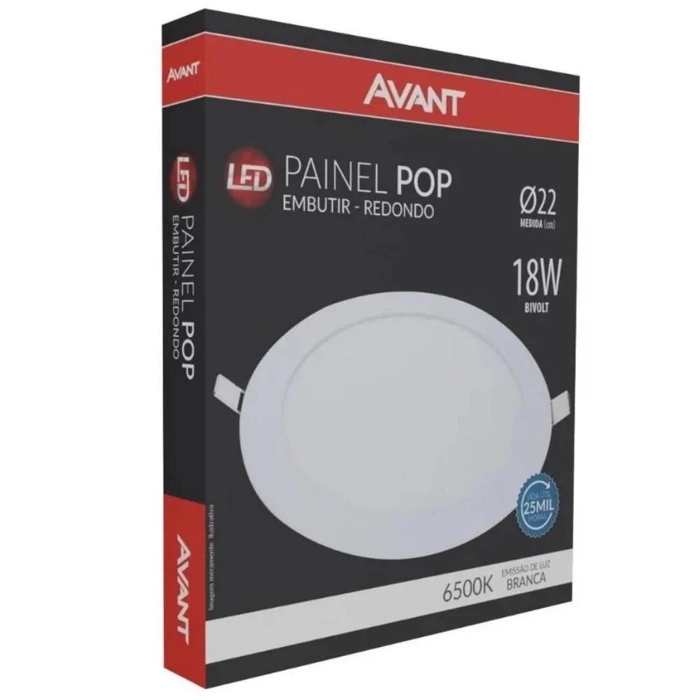 Plafon Painel De Embutir Led Redondo 18w Slim Pop Avant - Image 4