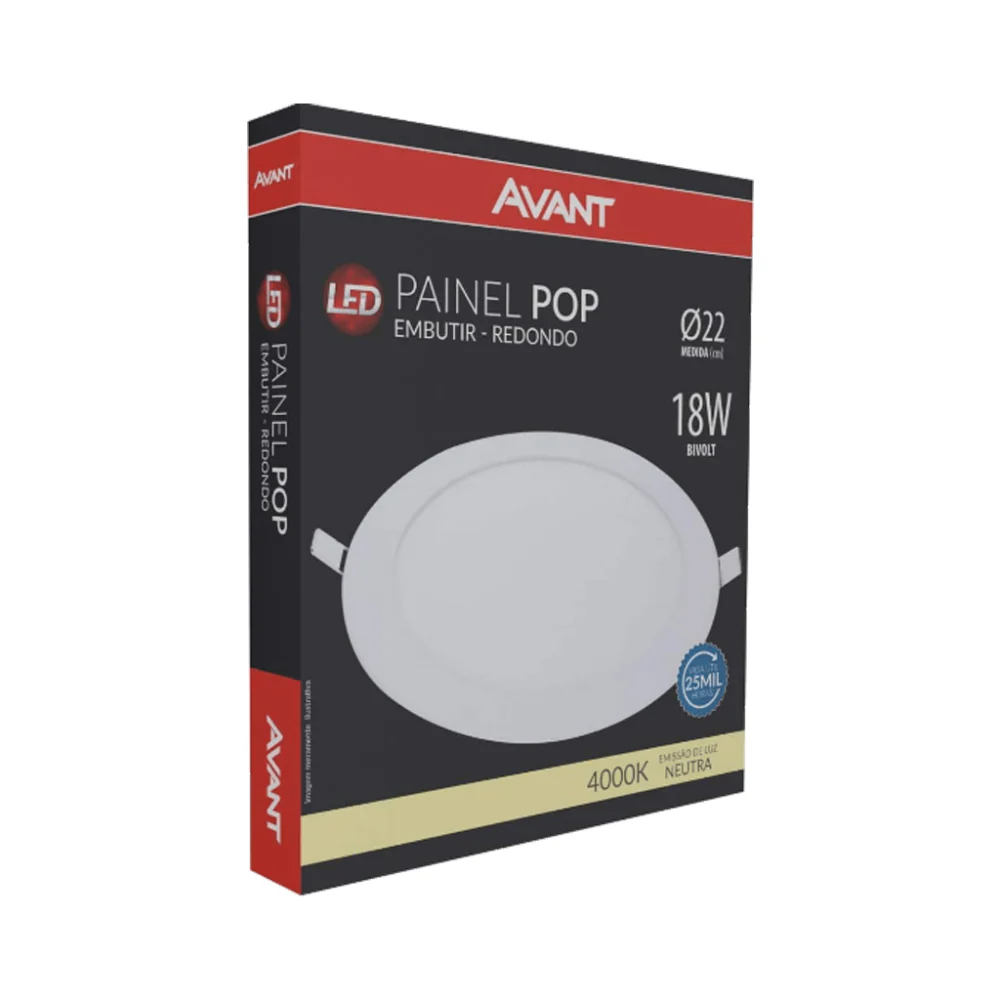 Plafon Painel De Embutir Led Redondo 18w Slim Pop Avant - Image 6