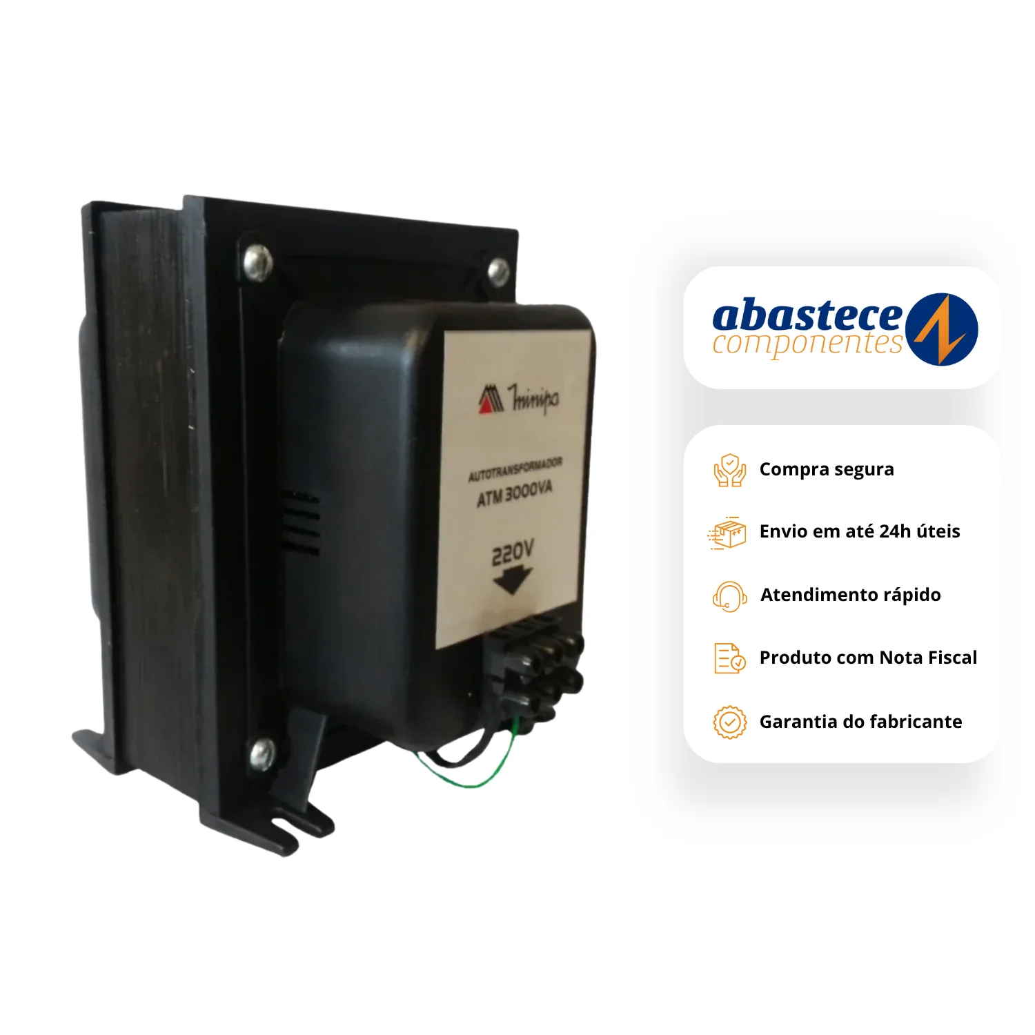 Auto Transformador ATM 3000va Bivolt 110v 220v Minipa<BR> - Image 3